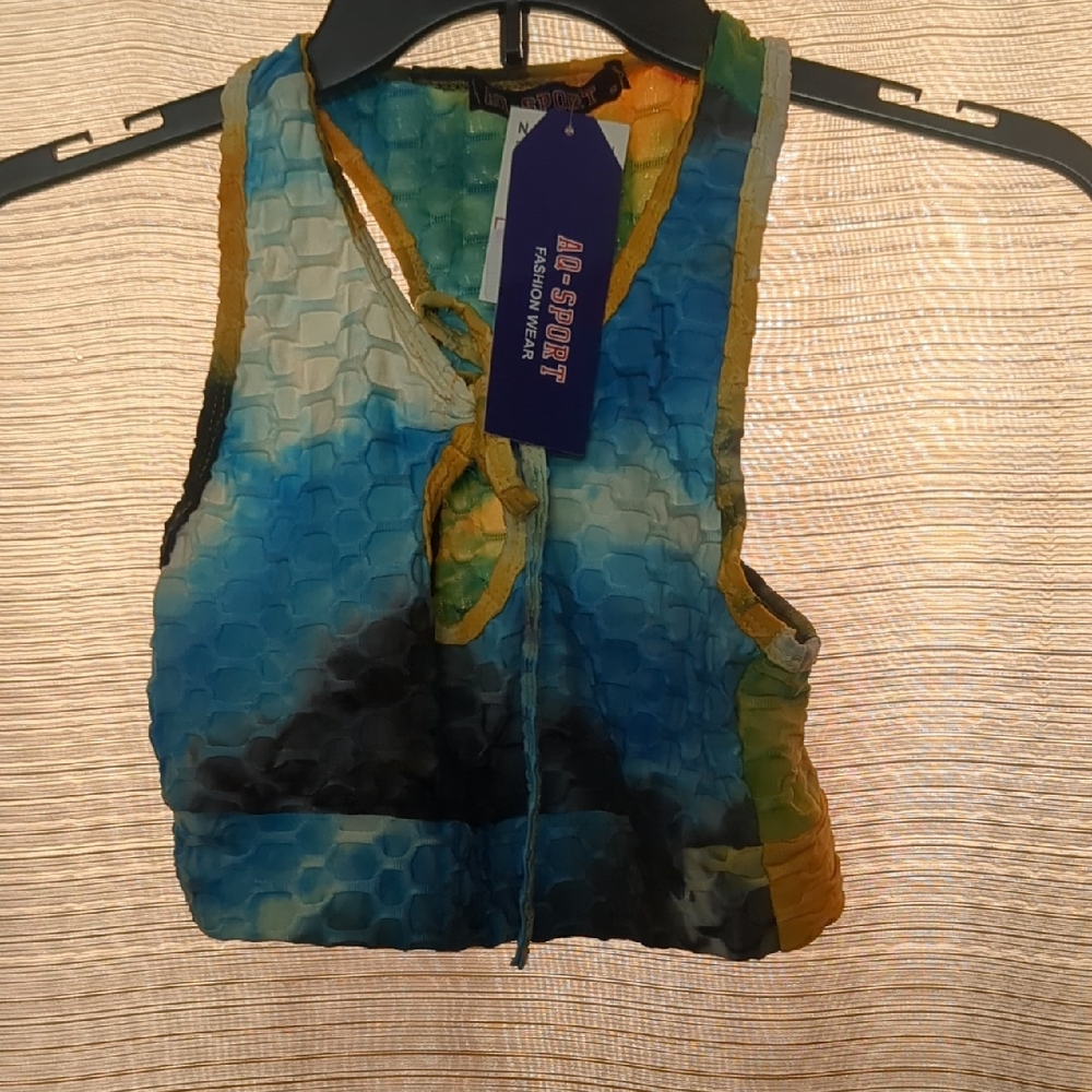 Multicolor Textured Crop Tank Top - Picture 1 of 4